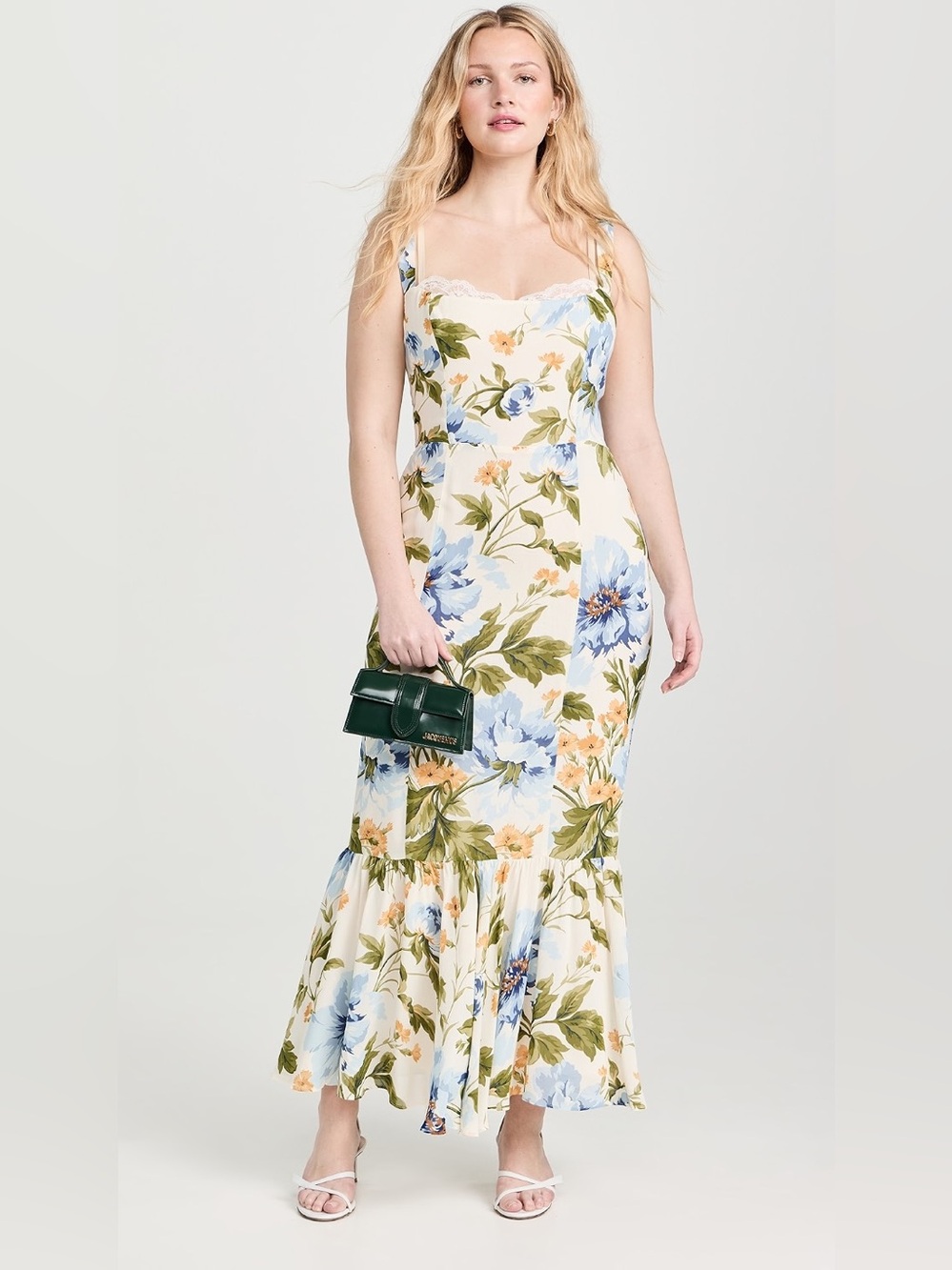 NEW Reformation Irisa Sweetheart Floral Midi Dress In Botanist Size 4